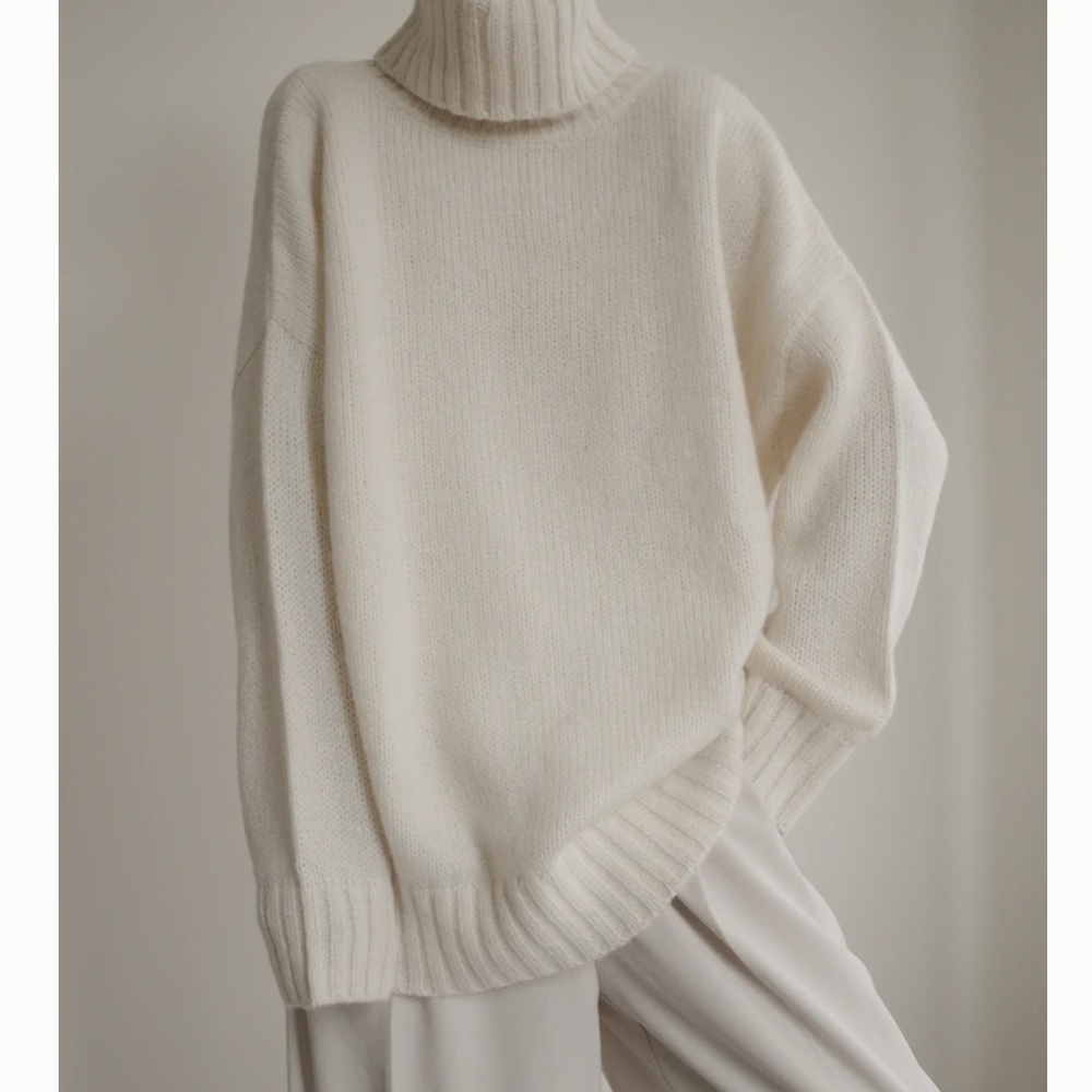 Jenni Kayne Alpaca Cocoon Turtleneck size: L Ivory New